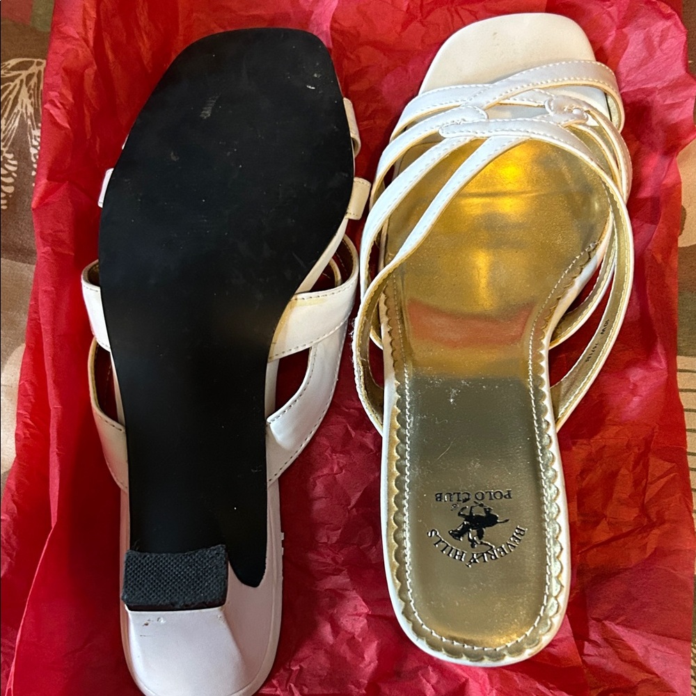Beverly Hills Polo Club White Heeled Sandals